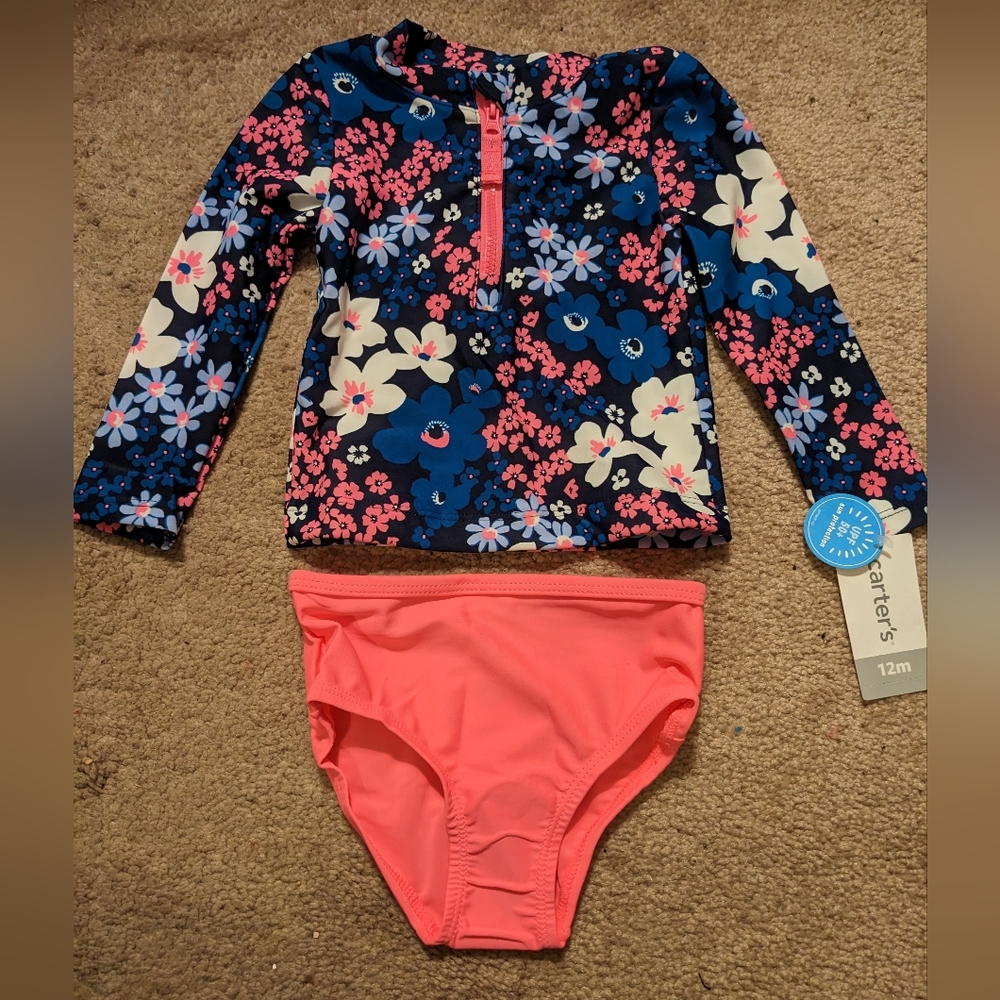 NWT Carter's 12 Month 2 Piece Rashgard Swimsuit